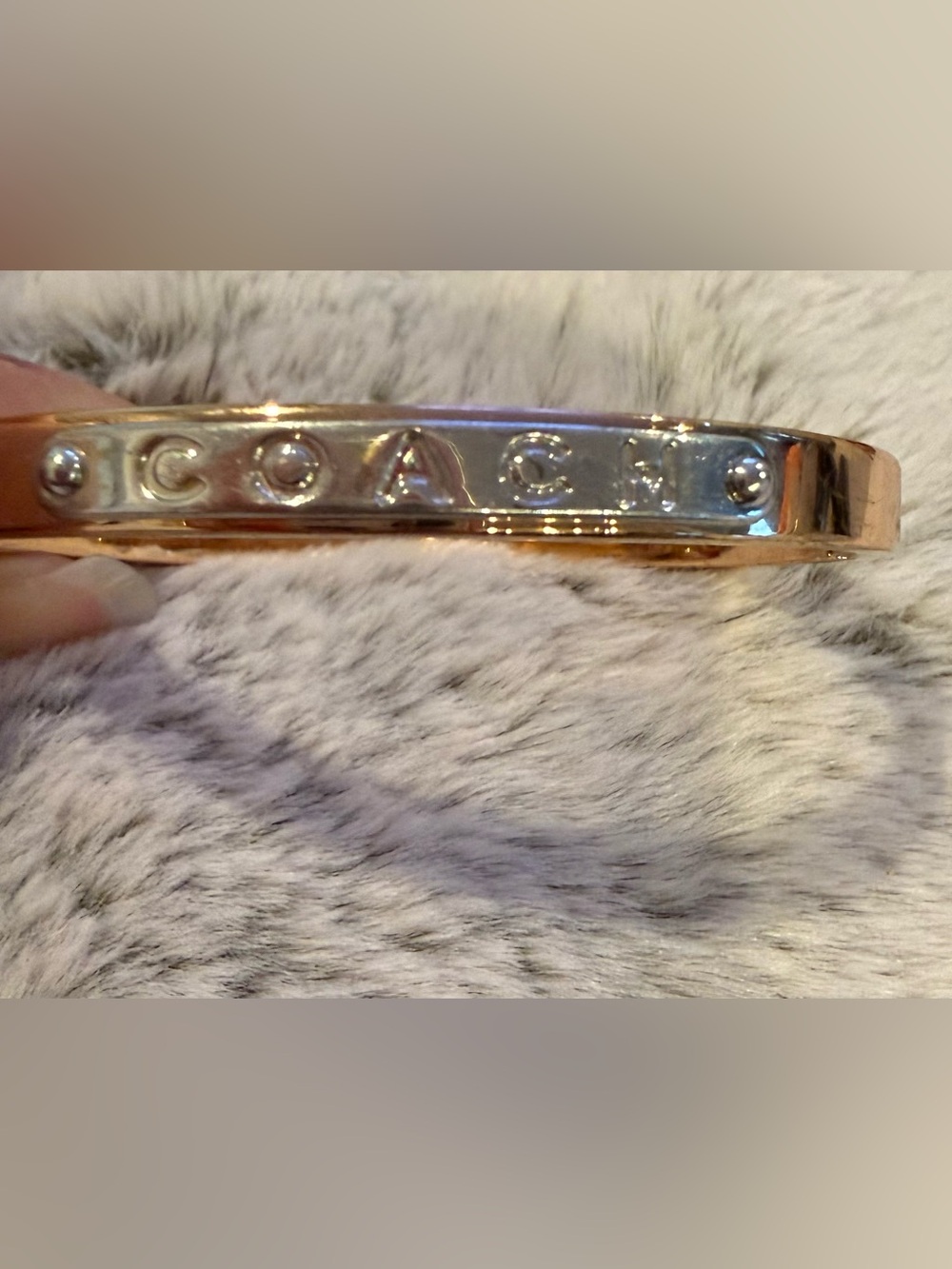 Coach Rose Gold Plated Logo Bangle Bracelet